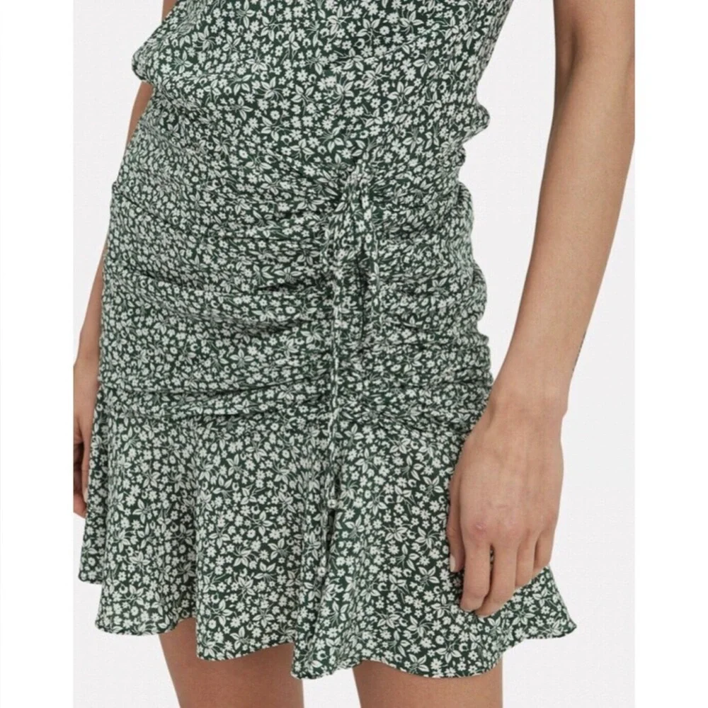 Veronica Beard Marla ruched silk dress green floral Size 0 - Picture 12 of 12